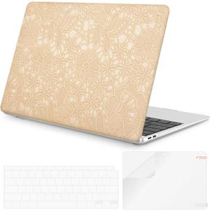 iLeadon Compatible with 2020 MacBook Air 13 inch Case, 2022 2021-2018 Release A2337 A2179 A1932, Slim Laptop Protective Plastic Hard Shell Case+Keyboard Cover for MacBook Air M1 Cases (Gold)