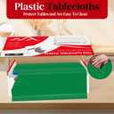 54 Inch x 200 Feet Green Plastic Tablecloth Roll Cut to Size Disposable Table Cover with Cutter Box Plastic Table Cloth for Party, Wedding, Birthday