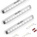 Joyzy 3 Pack Automatic Motion Sensor Closet Lights with Eye-Protection Design, LED Beads for Under Cabinet Wireless Lighting, Rechargeable Night Lighting for Wardrobe Pantry Light Closet Lighting