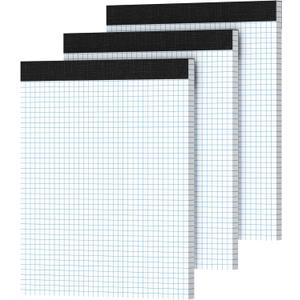 Graph Paper 8.5 X 11, 3 Pack, 4x4 Quad Ruled, Grid Paper Pad 8-1/2" X 11.75", Grid Pad 8.5 X 11.75, Engineering Notebook, Easy Tears Off, White 70 Gsm Graft Paper