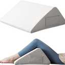 Ruqmuis Knee Pillow for Back Sleeping, 8 Knee Wedge Pillow to Elevate Knee, Leg Pillow for Back Pain Relief, Triangle Pillow, Leg Elevation Pillows for After Surgery, Blood Circulation, White/Grey, 23.6*18.9+7.9