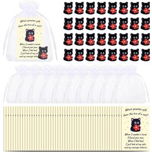 Bulk Encouragement Appreciation Gifts for Cat Lovers, Students, Employees, Coworkers, Teachers, Therapy Clients Mini Cats Figurines with Inspirational Cards Small Pocket-Sized Comfort Tokens 100 Set