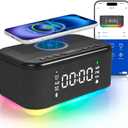 Bluetooth Alarm Clock Radio Bedroom, Digital Dual Alarm Clock Bedroom, Up to 10 Alarms Clock Night Light Speaker App/Button Control FM Charge Snooze Adjustable Volume Dim 12/24H, Black