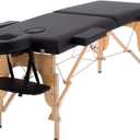 BestMassage Massage Bed Portable Massage Table 24 inche Wide Lash Bed Heigh Adjustable 2 Folding Spa Table with Non-Woven Bag for Spa Footmassage Facial CareSpa Tattoo (24 inch wide, Black)