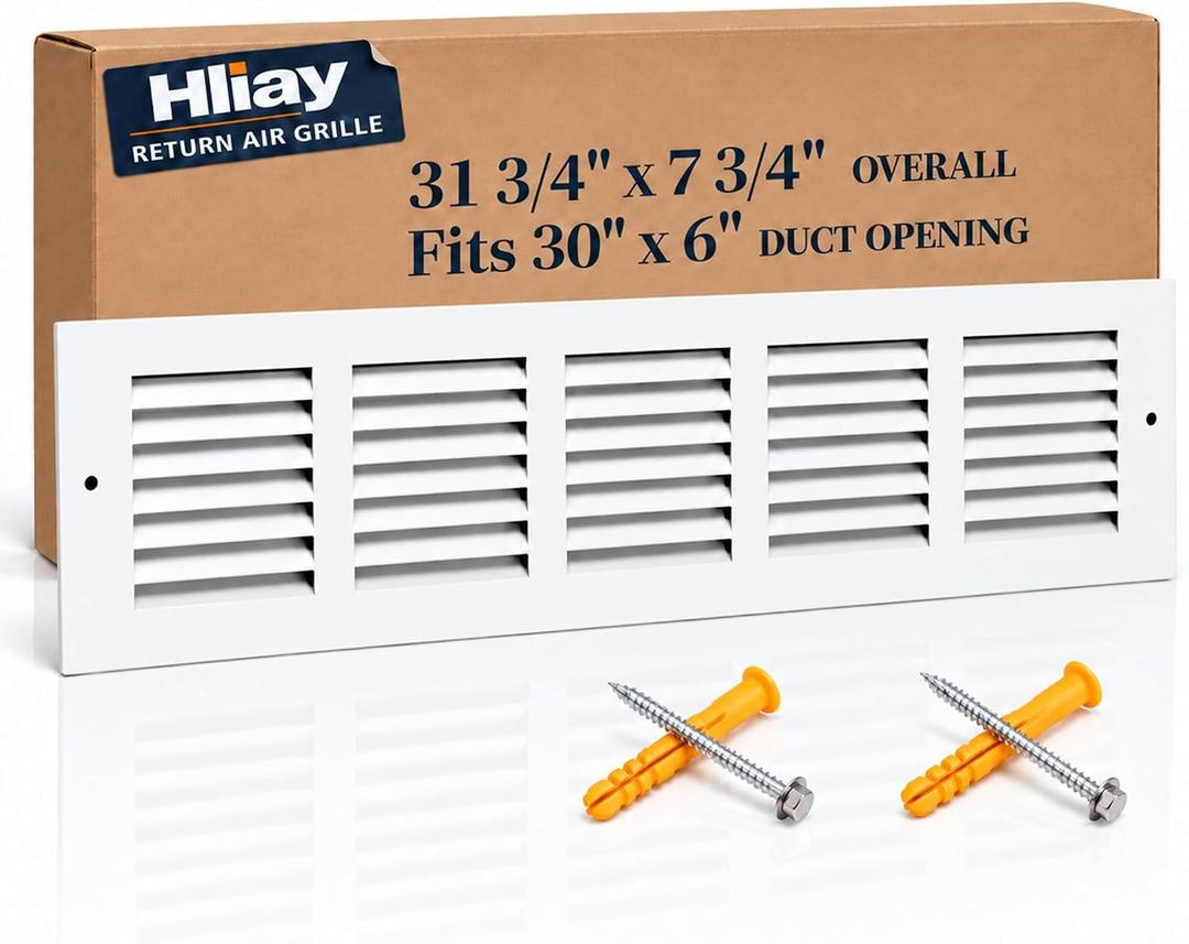 30''Wx6''H Duct Opening Steel Return Air Grille for Wall or Ceiling