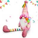Funny 50Th Birthday Gifts for Women, Her, Mom, Girls, Women Friendship, Sister, Wife, Mother, Grandma, Coworker, Boss - Pink Happy Birthday Plush Gnomes Couple Doll Decorations for Party, Tabl Decor