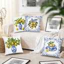 Amalfi Coast Chinoiserie Lemon Throw Pillow Covers 18x18 Set of 4
