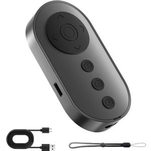 Bluetooth Camera Remote Shutter with Zoom and Front/Rear Camera Switch for Photo and Vlogging,Cllphone Remote Clicker for iOS & Android Smartphone, Wireless Video Scrolling for Tiktok (Black)