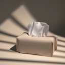 OLETHA Aesthetic Rectangle Tissue Box Cover, Medium Flat Box Tissues Holder Rectangular, Light Taupe
