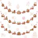 Blulu 9 ft Gingerbread House Garland Christmas Gingerbread House Train Decorations Christmas Banners Candy Garland Hanging Ornaments for Xmas Tree Kitchen Wall Decor