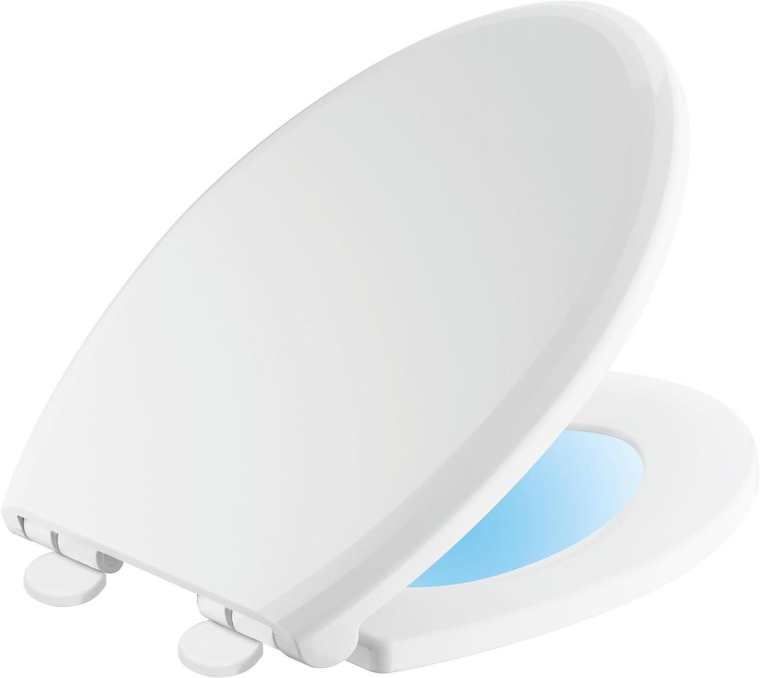 Delta Faucet Sanborne Elongated Nightlight Toilet Seat - 813902-N-WH - Comfortable, Soft-Close Toilet Seat with Convenient Quick-Release Technology - White