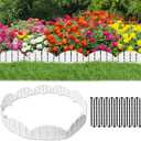 White Garden Edging Border,Garden Lawn Border with Anchoring Spikes,Lawn Edging Border for Lawn,Flower Garden Outdoor Patio Pathway,No Dig Flexible Lawn Edging (20)