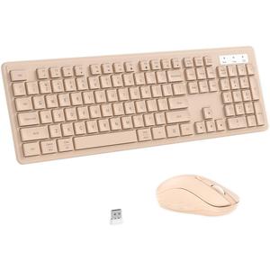 Wireless Keyboard and Mouse, 2.4GHz Cordless Keyboard Mouse Combo, Optical Mouse, Plug and Play USB Receiver, Compatible with Windows, Mac, Laptop, and PCMilk Tea