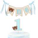 Beary First Birthday Decorations - Beary 1st Birthday Banners, Bearly One Cake Topper, Baby Bear Shower Decorations, Bear Theme Party Supplies (Bear-Themed Set)