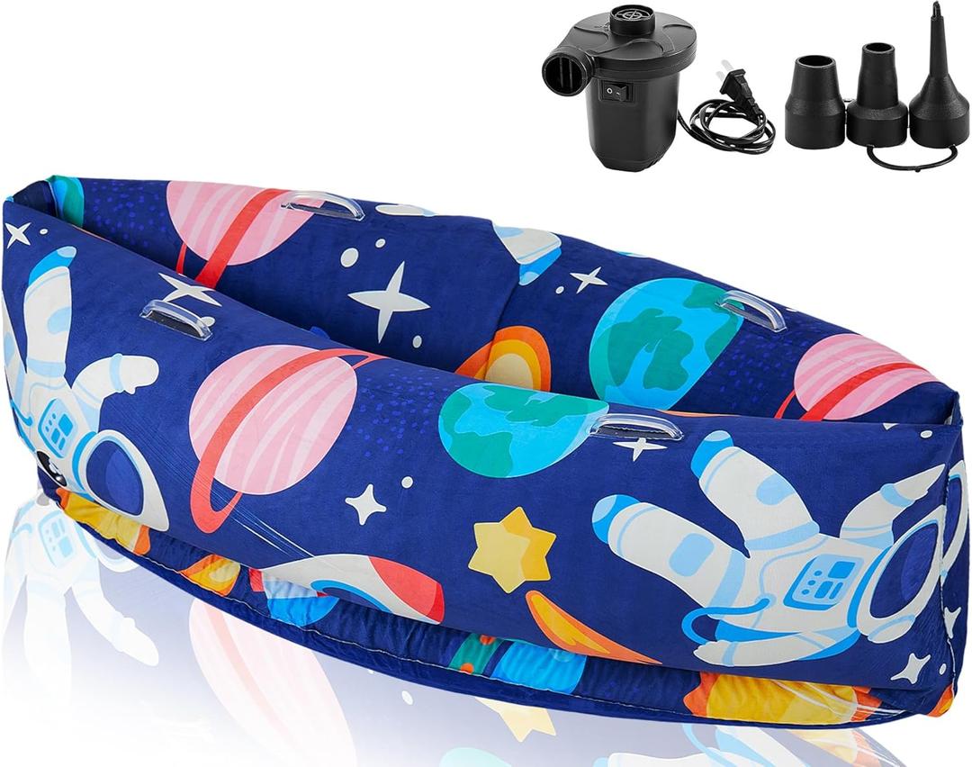 Hiboom Peapod Sensory Chair for Kids Inflatable Sensory Pea Pod Seating Chair for Christmas Gifts Games and Reading Loungers with Electric Air Pump(60 Inch,Space)