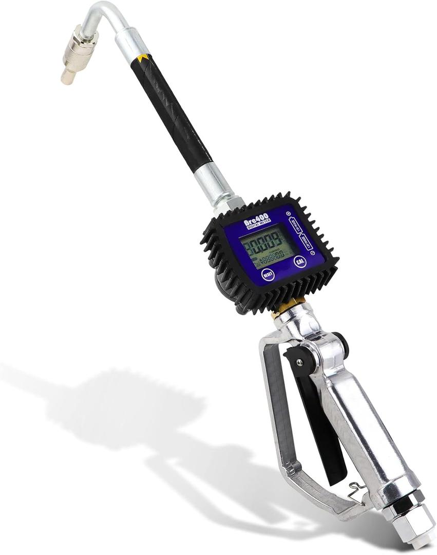 Digital Oil Control Valve Meter Nozzle,Pneumatic Oil Gun with 1/2" inch NPT Inlet,Extrusion pressure 7bar,Digital Fuel Oil Lubricant Nozzle with Flow Meter(Not for Gasoline)