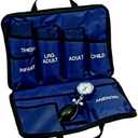 LINE2design Blood Pressure Aneroid Kit System - EMS Emergency Portable Travel Size First Aid Large Adult-Child Manual BP Universal Cuffs Kit-5 with 5 Different Sized Durable Cuffs Trauma Kits