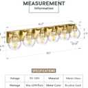 Bathroom Light Fixtures, 6 Light Brushed Gold Vanity Light, 38 Inch Modern Wall Sconces with Globe Clear Glass Shade, Vanity Lighting Fixtures Over Mirror, VL195-BG-6