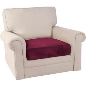 PrinceDeco Stretch Velvet Couch Cushion Cover, Soft Cushion Slipcover for Chair Cushion Furniture Protector Seat Cushion Sofa Cover Width Up to 29.5", Burgundy