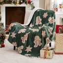 Bedsure Green Christmas Throw Blanket - Soft and Warm Sherpa Gingerbread Throw Blankets for Couch, Sofa, Bed, Christmas Decorations Gifts 50"x60"