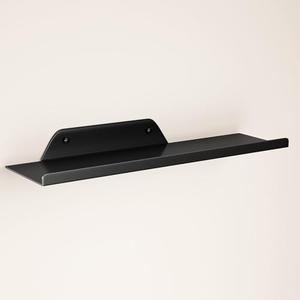 Floating Shelf for Wall, Off Center Metal Shelf for Decor, Modern Wall Shelf for Storage with Lip, Hanging Shelf for Living Room Bedroom Bathroom Kitchen Plants(Black, 20"), 20in