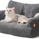 MEWOOFUN Dog Couch, Supportive Small Dog Bed for Puppy and Cats with Removable Washable Cover, Fluffy Cat Couch with Non-Slip Bottom (Dark Grey, 26.0" L X 19.0" W X 13.0" Th)