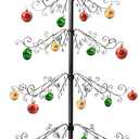 HOHIYA 6.5 Ft Wrought Iron Christmas Tree Ornament Display Stand Metal Holder Hanger Wire Hanging for Halloween Glass Balls Decorations Gift 174 Hooks Black  