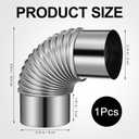 Stove Pipe, 90 Degree Corrugated Elbow 3. 14in Stainless Steel Chimney Flue for Outdoor Camping Stove