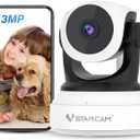 VSTARCAM Indoor Camera with Battery Powered, 2K with 360° Rotation, Human/Motion Detection with Auto Tracking, 2Way Audio & DIY Voice, 2.4GHz WiFi Wireless, Cloud & SD Card Storage (up to 256GB)