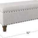 Homepop Home Decor | Upholstered Bench with Nailhead Trim | Large Ottoman with Storage for Living Room & Bedroom | Decorative Home Furniture, Gray Woven