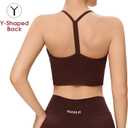NANJI Seamless Sports Bra for Women - Padded Racerback Y Bra Low Impact Removable Pad for Fitness Gym Yoga Workout Top (Brown, S)