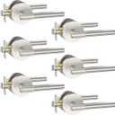 Asidrama 6 Pack Passage Brushed Nickel Door Handles, Door Lever with Door Knobs Indoor for Bedroom or Bathroom, Heavy Duty Door Handles Interior with Locks for Left Right Sided Doors