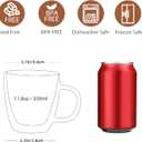 CNGLASS Large Glass Coffee Mugs 12oz,Double Walled Insulated Cappuccino Mug with Handle,Set of 4
