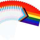 50 Pcs Progress Pride Flags Decorations LGBTQ Accessories Gay Pride Flag Rainbow Flags Stuff Hand Held Stick Small Flags Bulk for Parade Rainbow Festival Party