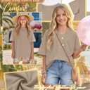 Oakgarden Girls' Shirts 5-14 Years Oversized Short Sleeve Summer T-Shirts V Neck Drop Shoulder Top Kids Casual Basic Cute Tee