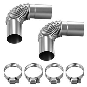 2PCS 25mm Stainless Exhaust Pipe Kit for Vevor Diesel Heater with 4 Clamps - Complete Diesel Heater Exhaust System Kit with 13cm Exhaust Tip & Accessories(Sliver)