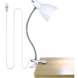 Desk lamp Eye-Caring Table Lamps, 360Rotation Gooseneck Clip on Lamp Reading Light Portable Reading Book Light Clamp Study Desk Lamps for Bedroom and Office Home Lighting (White)
