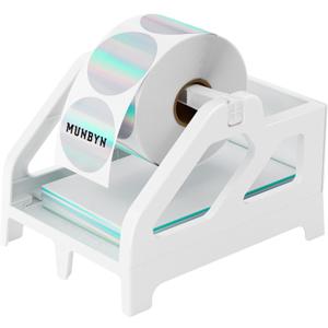 MUNBYN Label Holder for Rolls and Fan-Fold Labels, Thermal Sticker Roll Holder for Desktop Thermal Printer Shipping Supplies Industrial Paper, White