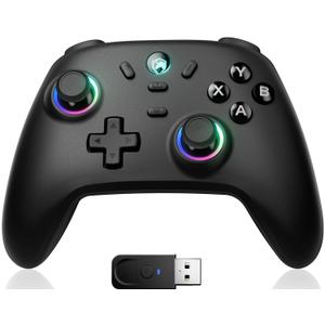 ECHTPower Wireless PC Gaming Controller - Hall Effect Joystick, 2.4G & Wired 1000Hz Polling Rate, 800mAh Battery, Adjustable Turbo/Vibration - for PC/Switch/iOS/Android (Black)
