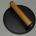 EWFEN Burger Press, 7" Round Heavy-Duty Cast Iron Smash Bacon Press Meat Steak with Wood Handle for Griddle, Sandwich, Nonstick Pan