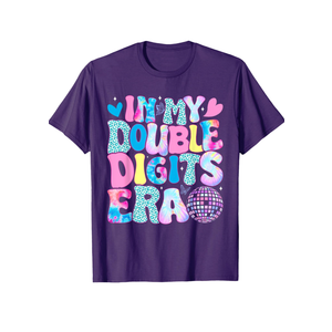In My Double Digits Era Retro 10 Year Old 10th Birthday Girl T-Shirt M