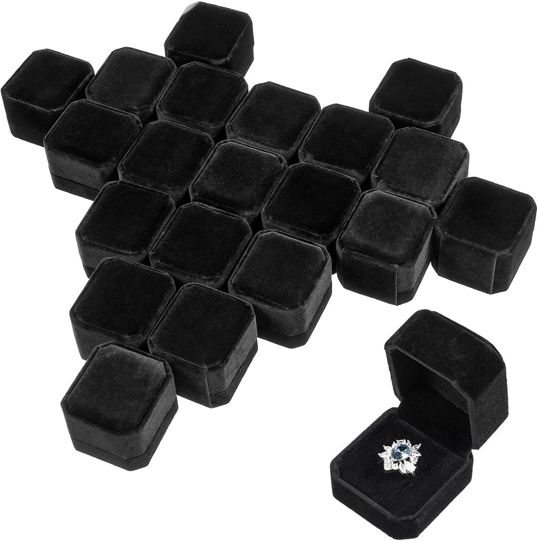 MAQUITA 20 Pcs Velvet Ring Box for Wedding Ceremony Engagement Ring Box Jewelry Boxes Packaging Display Ring Case Earring Storage Holder for Proposal Anniversary Birthday Gift