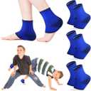 Tarpop 3 Pair Ankle Compression Sleeves for Kids Ankle Brace Compression Sleeves Foot Arch Sock for Girls Sports Running Dance Fitness Gymnastics (Blue,Large)