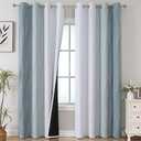 Estelar Textiler Stone Blue and Greyish White Ombre Blackout Curtains 90 Inch Length 2 Panels Set, Thermal Insulated Drapes for Bedroom,Full Room Darkening Gradient Curtains for Living Room,52Wx90L