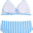 RoseSeek Girls Floral Halter Swimsuit High Waisted Triangle Boho 2 Piece Bikini Bathing Suit Swimwear, 12Y