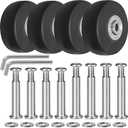 Luggage Suitcase Replacement Wheels 50mm Diameter 1 7/8 inch Wear-Resistant Mute Suitcase Luggage Replacement Wheels Rubber Swivel Caster Repair Kits 4 Pcs