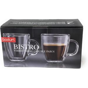 Bodum 5oz Bistro Double Wall Espresso Mug, High-Heat Borosilicate Glass, Set of 2, Clear