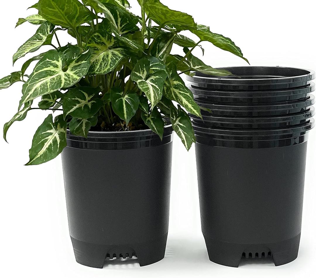 3 Gallon Nursery Pot Plastic Planters for Outdoor Indoor Plants Gardening 6-Pack Flower Pots Plant Pots with Drainage Holes (Black)