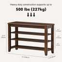 Taitiy Shoe Bench Storage Rubberwood, Entryway Bench with 3-Tiers Height Adjustable, Shoe Rack Front Door Entrance Organizer for Hallway Living Room, Mudrooms, Walnut,31.5"