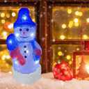 Anycosy Christmas Lighted Acrylic Snowman Decoration,Rotating Battery Operated Lights for Indoor Use,Perfect for Tabletop, Windowsill, Mantel, and Bedroom